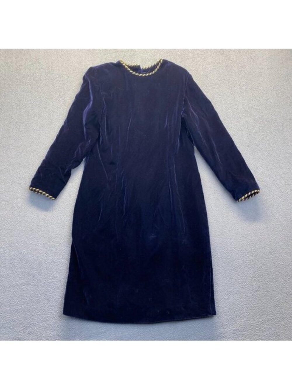 Brooks Brothers Blue Velvet Sheath Knee Length Dress 3/4 Sleeves Size 12 USA - Picture 2 of 6